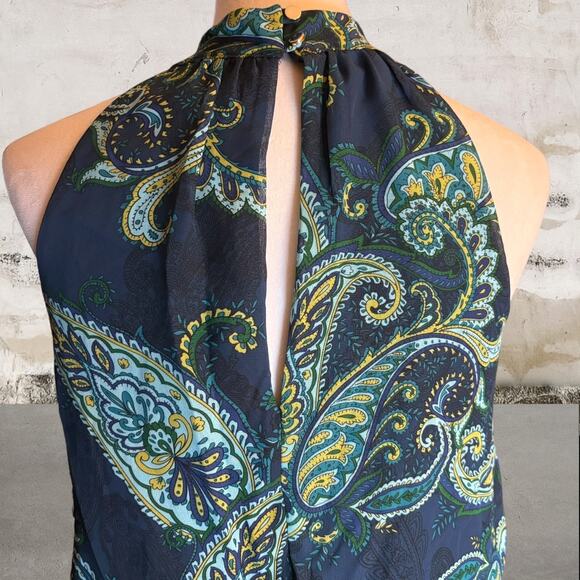 Julia Jordan NWT Blue Multi Mock Neck Three Tier Maxi Dress-Size 4 - Picture 7 of 10